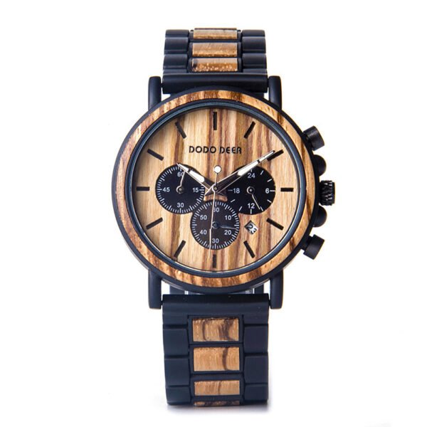 Мужские часы Luxury Wood Stainless Steel