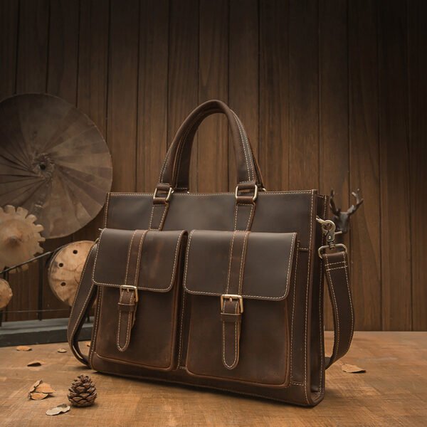Мужской винтажный портфель Handmade из натуральной кожи