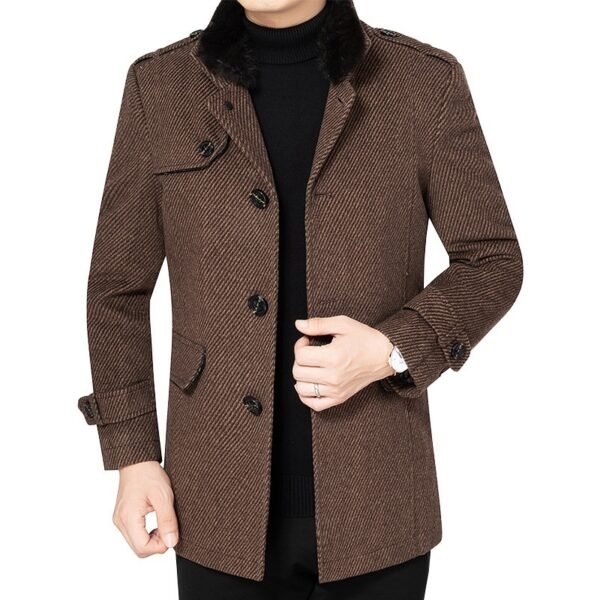 Мужское утеплённое шерстяное пальто Slim Fit