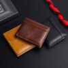 Мужской кожаный кошелёк с RFID-защитой и отделением для фото