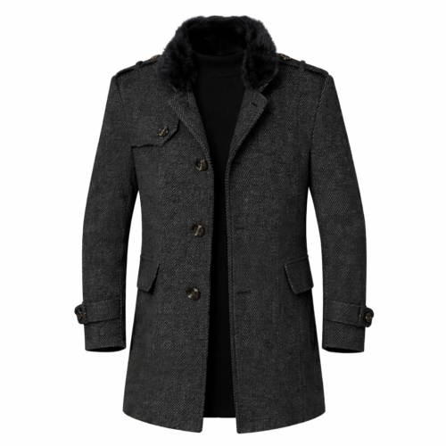 Мужское утеплённое шерстяное пальто Slim Fit
