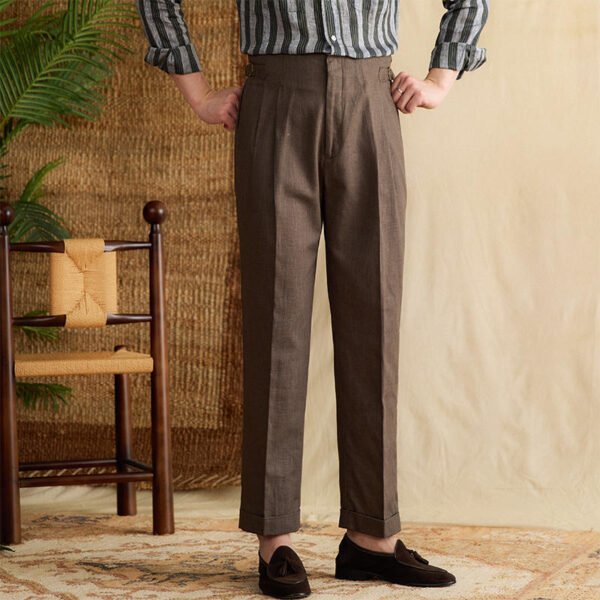 Мужские летние брюки из хлопка и льна (Straight Fit)