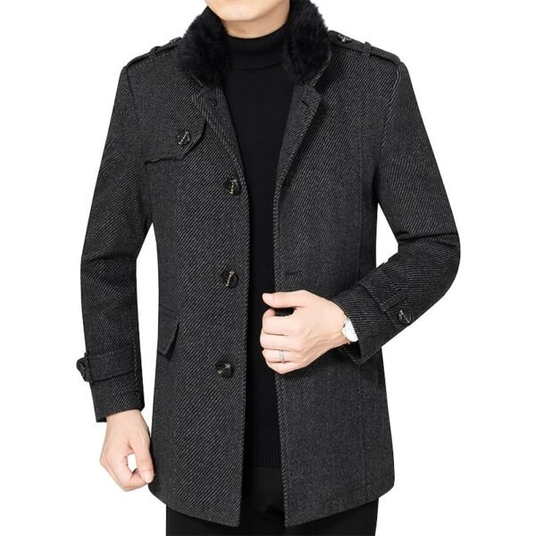 Мужское утеплённое шерстяное пальто Slim Fit